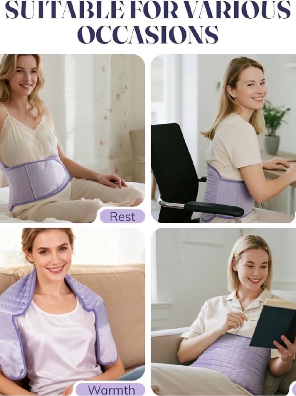 Unbranded Lavender Heat & Support Waist Belt for Pain Relief